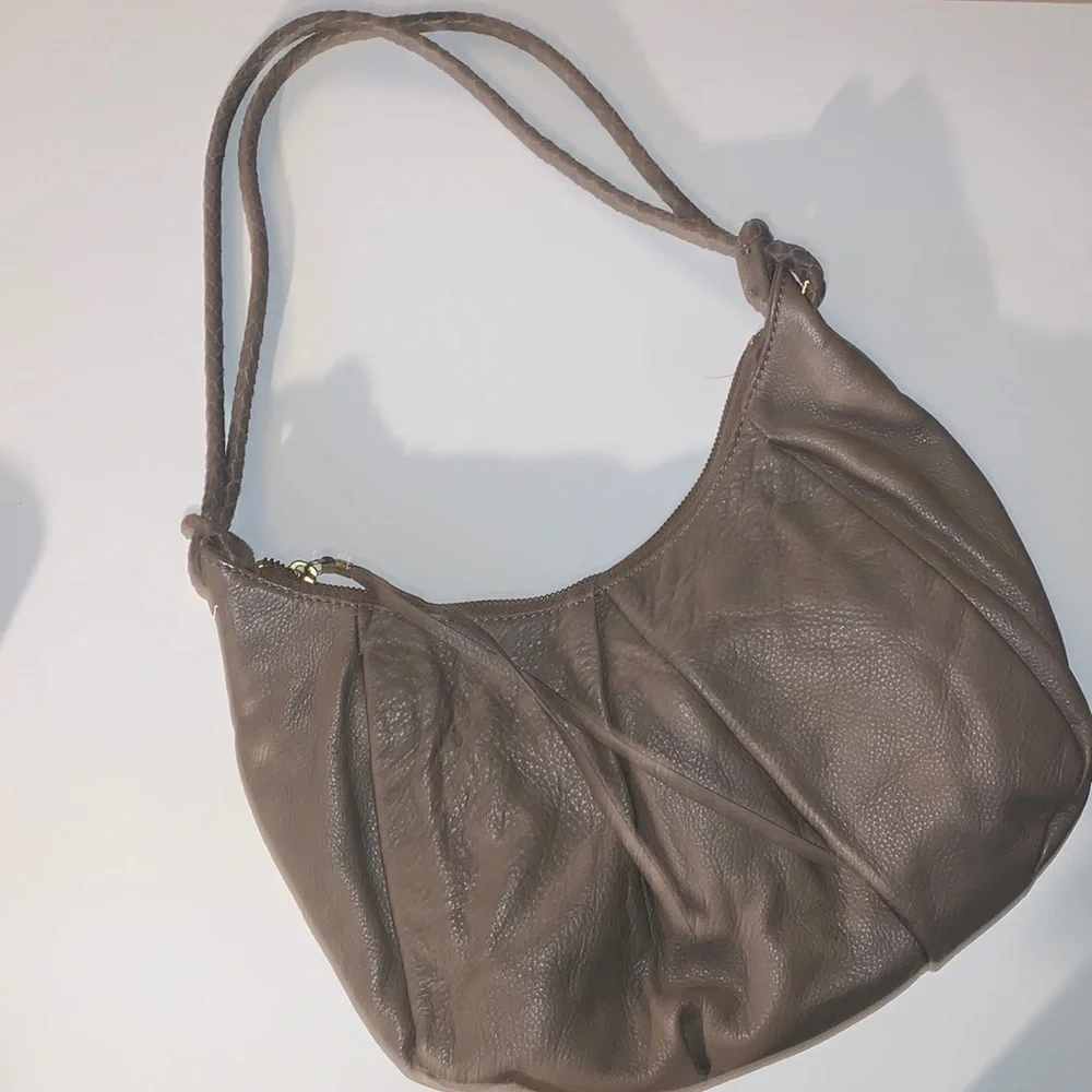 Vintage Y2K Elliot Lucca Taupe Pebbled Leather Hobo Shoulder Boho Purse